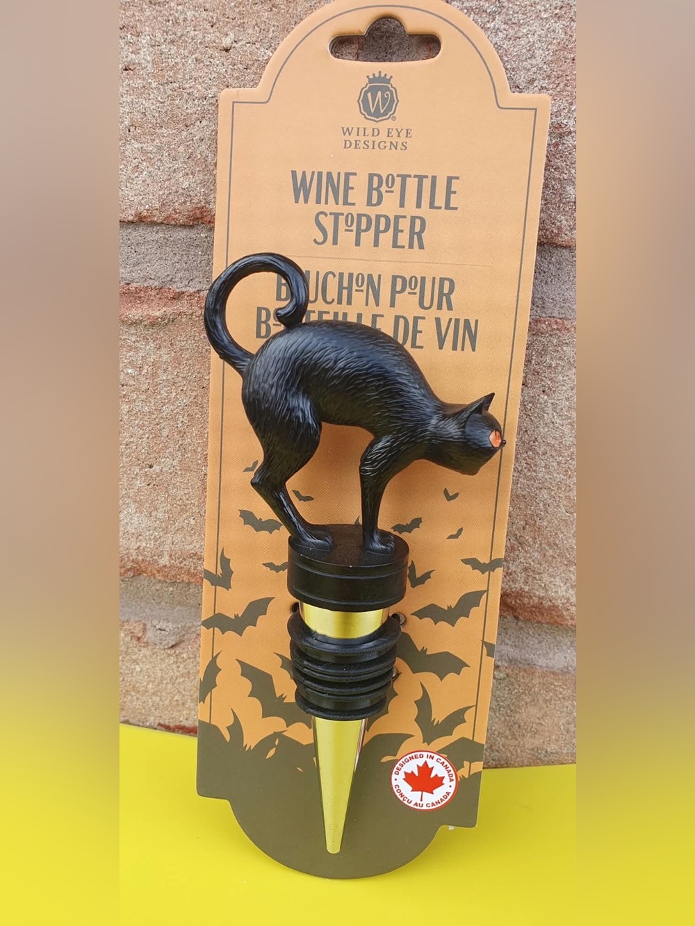 Black Cat Wine Bottle Stopper - Black & Gold